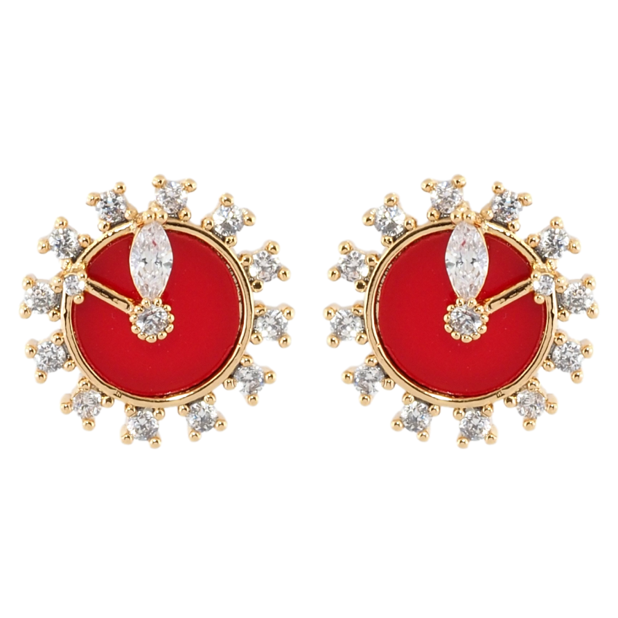 Серьги Xuping Позолота 18K пусеты Часики с цирконием фото №1