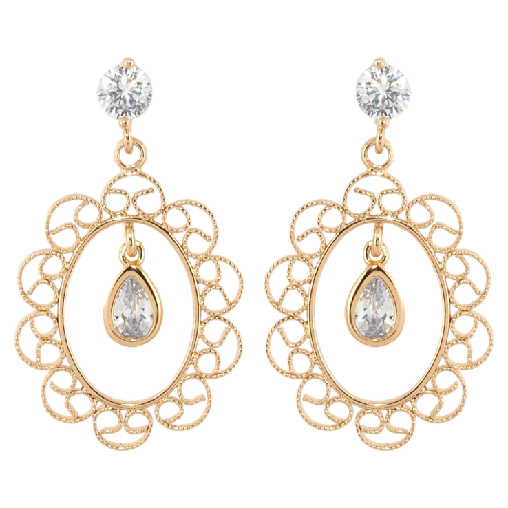 Серьги Xuping Позолота 18K пусеты Ажурные овалы с кристаллами фото №11