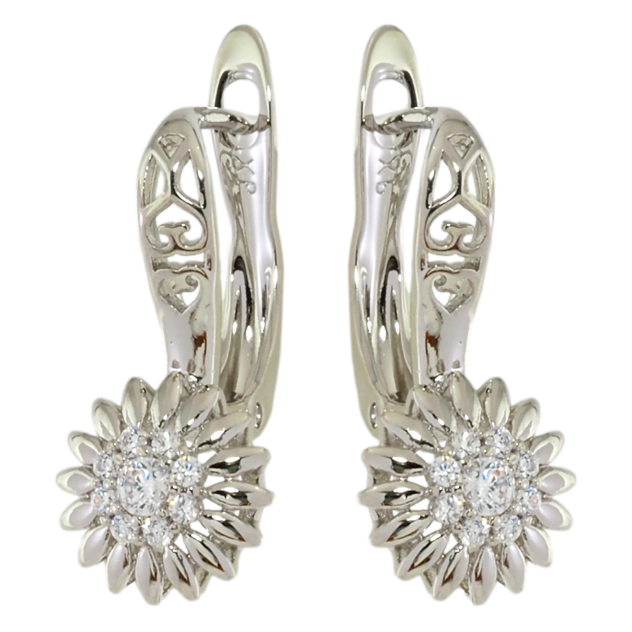 Сережки Xuping Родій англійський замок Квіточки з цирконієм фото №1