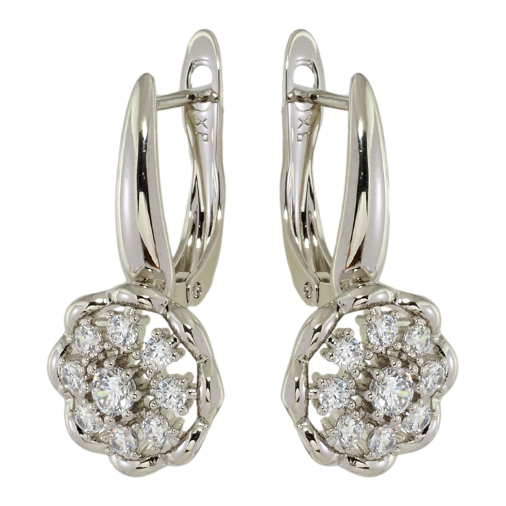 Серьги Xuping Родий английский замок Цветочки с цирконием фото №18