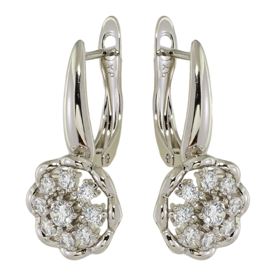 Серьги Xuping Родий английский замок Цветочки с цирконием фото №1