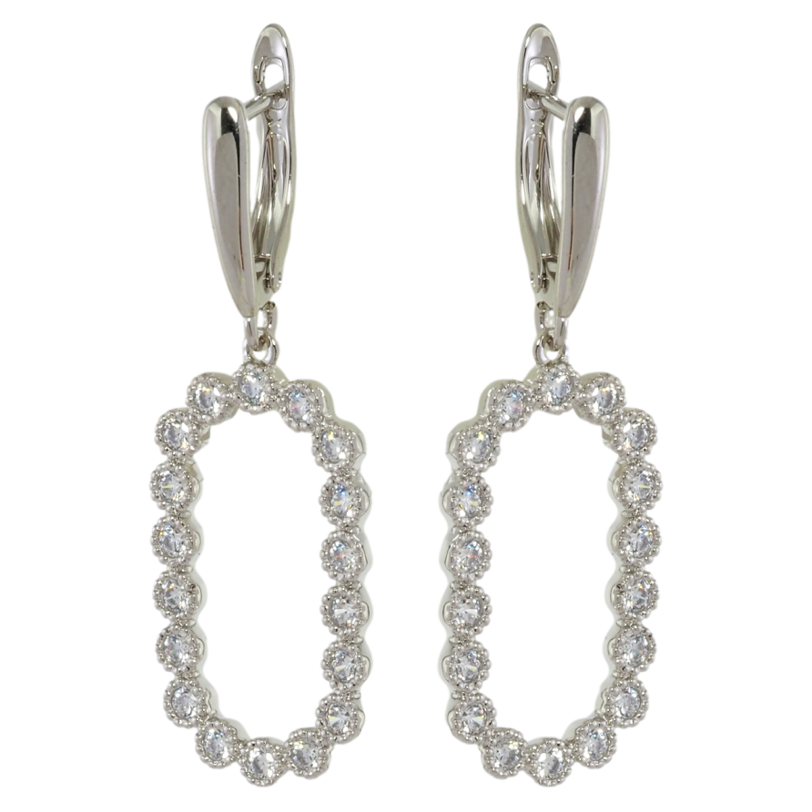 Сережки Xuping Родій англійський замок Овальні підвіски з цирконієм фото №1