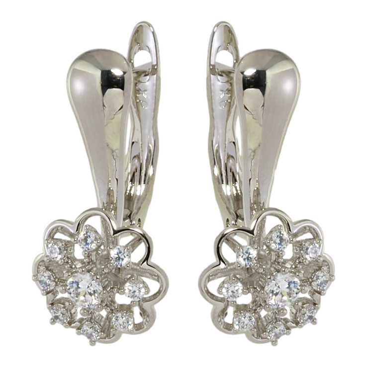 Серьги Xuping Родий английский замок Цветочки с цирконием фото №14