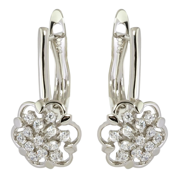 Серьги Xuping Родий английский замок Цветочки с цирконием фото №13