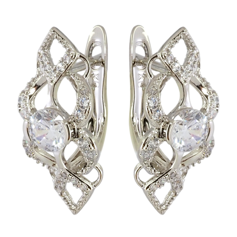 Серьги Xuping Родий английский замок Декоративный узор с цирконием фото №1