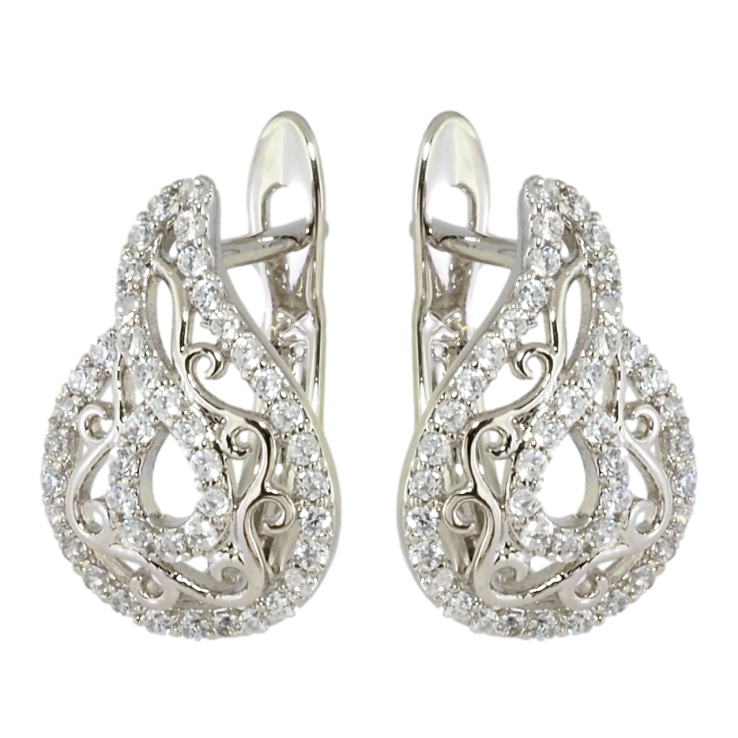 Сережки Xuping Родій англійський замок Ажурний візерунок з інкрустацією цирконієм фото №4