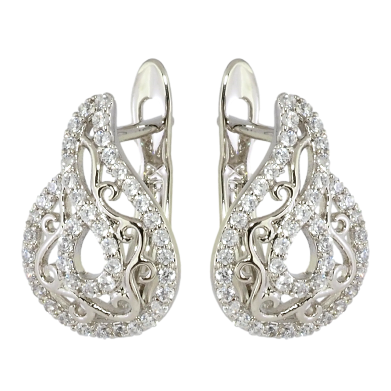 Серьги Xuping Родий английский замок Ажурный узор с инкрустацией цирконием фото №6