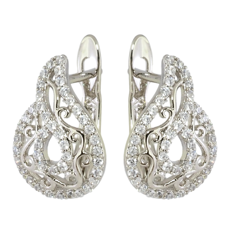 Сережки Xuping Родій англійський замок Ажурний візерунок з інкрустацією цирконієм фото №1