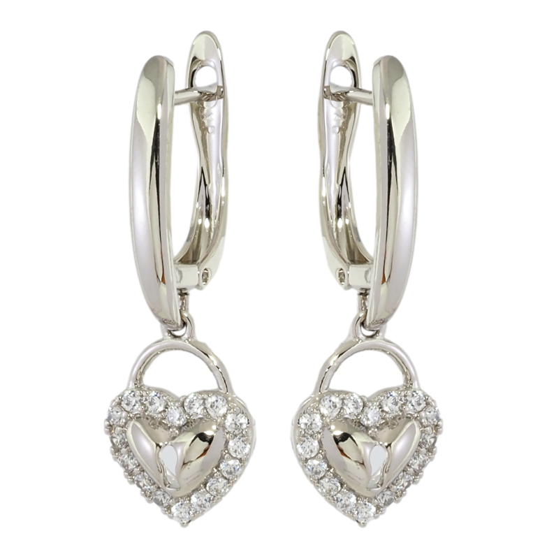 Сережки Xuping Родій англійський замок Серця з цирконієм фото №1