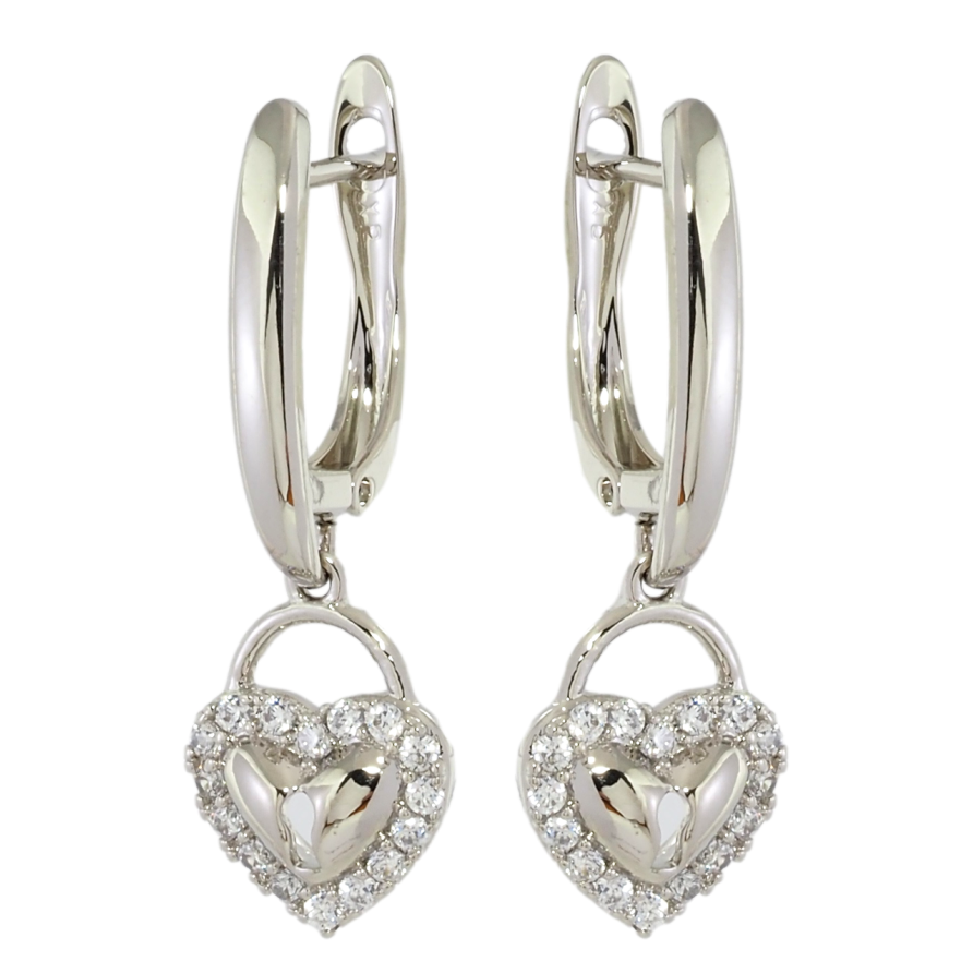 Сережки Xuping Родій англійський замок Серця з цирконієм фото №1