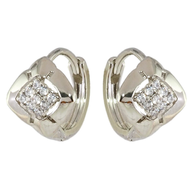 Серьги Xuping Родий колечки Ромбы с цирконием фото №23