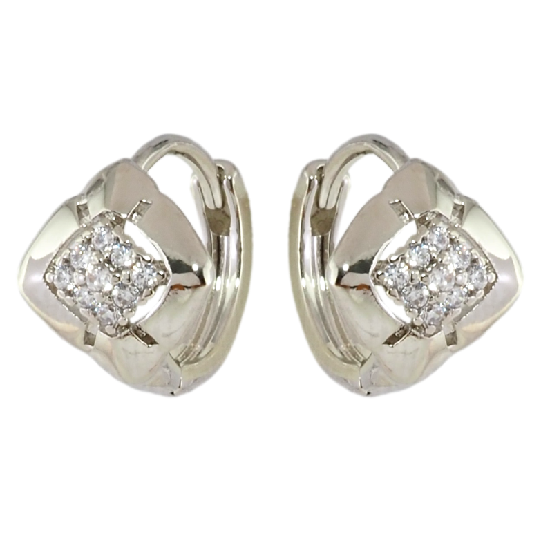 Серьги Xuping Родий колечки Ромбы с цирконием фото №1