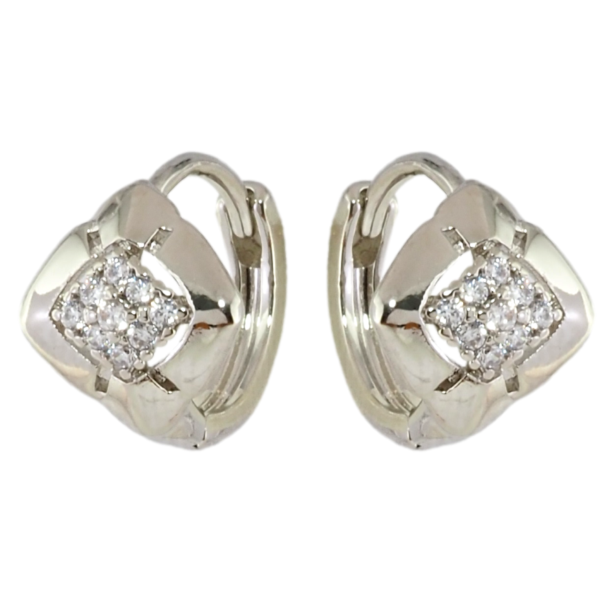 Серьги Xuping Родий колечки Ромбы с цирконием фото №1