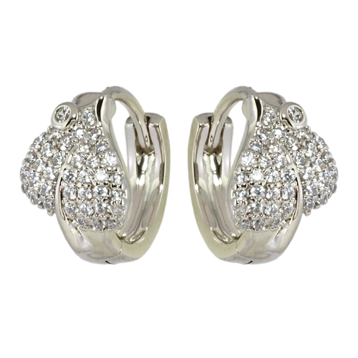 Серьги Xuping Родий колечки Листики с инкрустацией цирконием фото №4