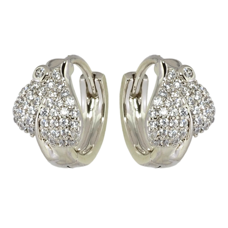 Серьги Xuping Родий колечки Листики с инкрустацией цирконием фото №1