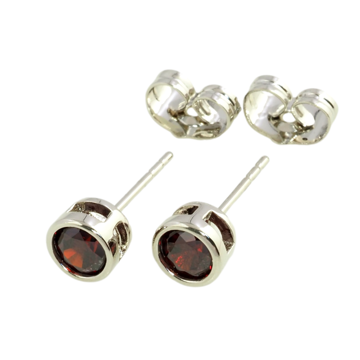 Серьги Xuping Родий пусеты Красные фианиты в ободковой оправе ø 6мм фото №14