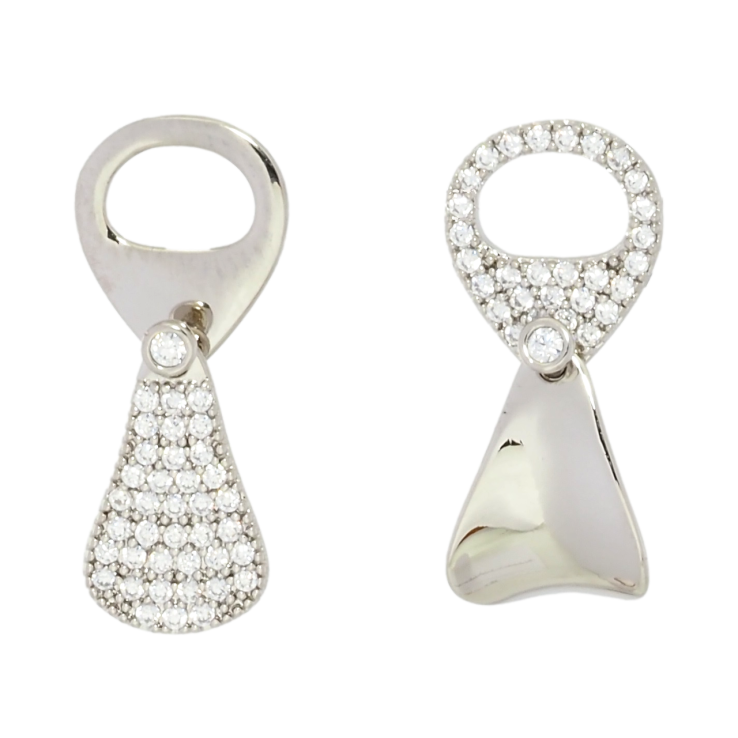 Серьги Xuping Родий пусеты Ассиметричные подвески с цирконием фото №2