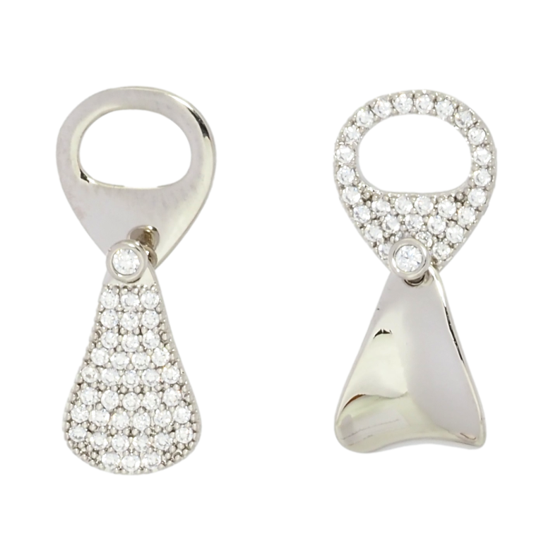 Сережки Xuping Родій пусети Асиметричні підвіски з цирконієм фото №1 Сережки Xuping Родій пусети Асиметричні підвіски з цирконієм фото №1