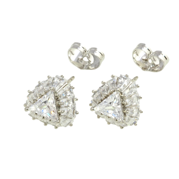 Сережки Xuping Родій пусети Об'ємні трикутники із кристалів фото №9