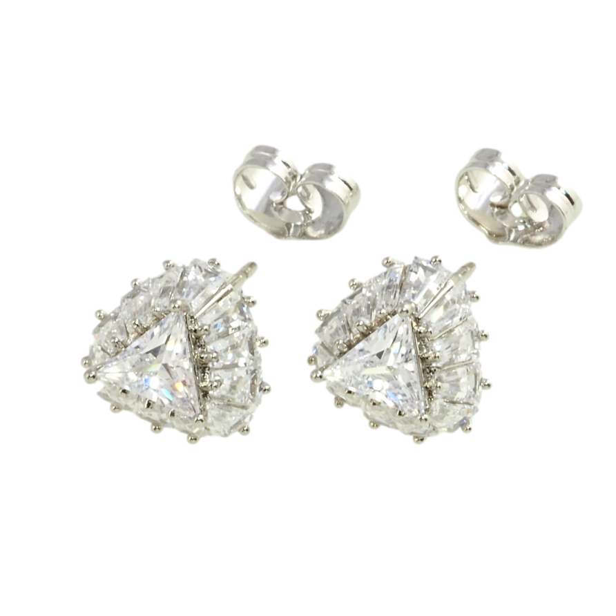 Сережки Xuping Родій пусети Об'ємні трикутники із кристалів фото №1