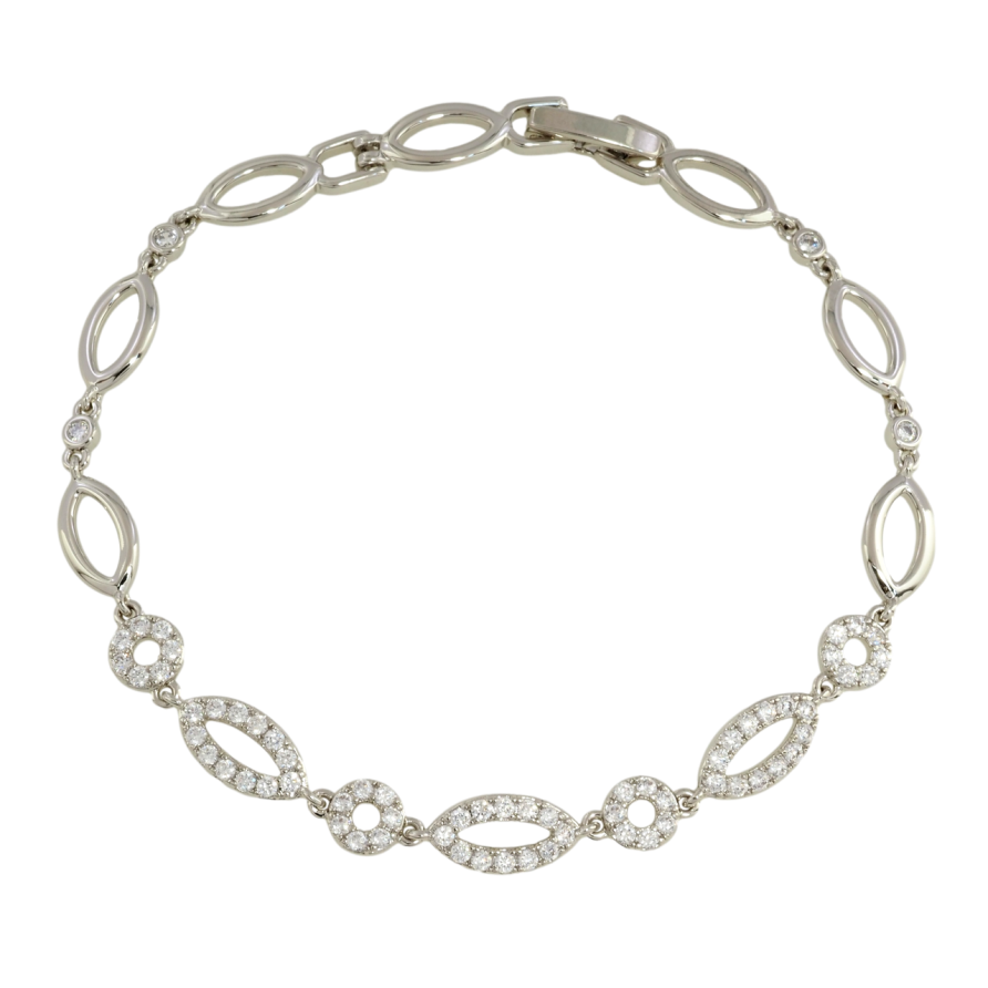 Браслет Xuping Родій Овальні ланки з цирконієм розмір 18.5см х 5-6мм фото №1