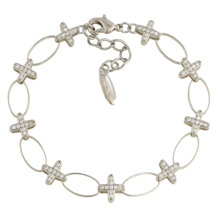 Браслет Xuping Родий Овальные звенья с крестиками размер с доп. цепочкой 18-21см х 7-8мм фото №19