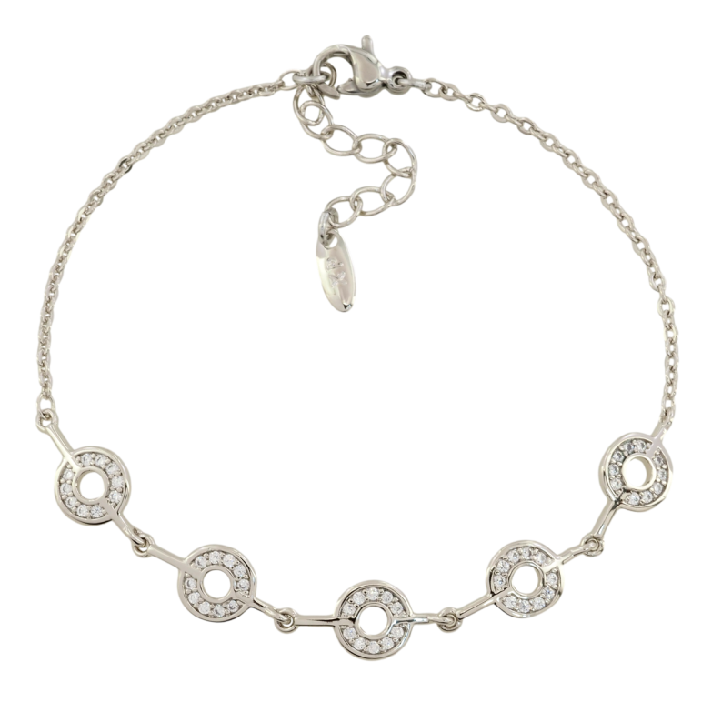 Браслет Xuping Родий Цепочка с вставкой из колечек размер с доп. цепочкой 17-20см х 1.5мм фото №1