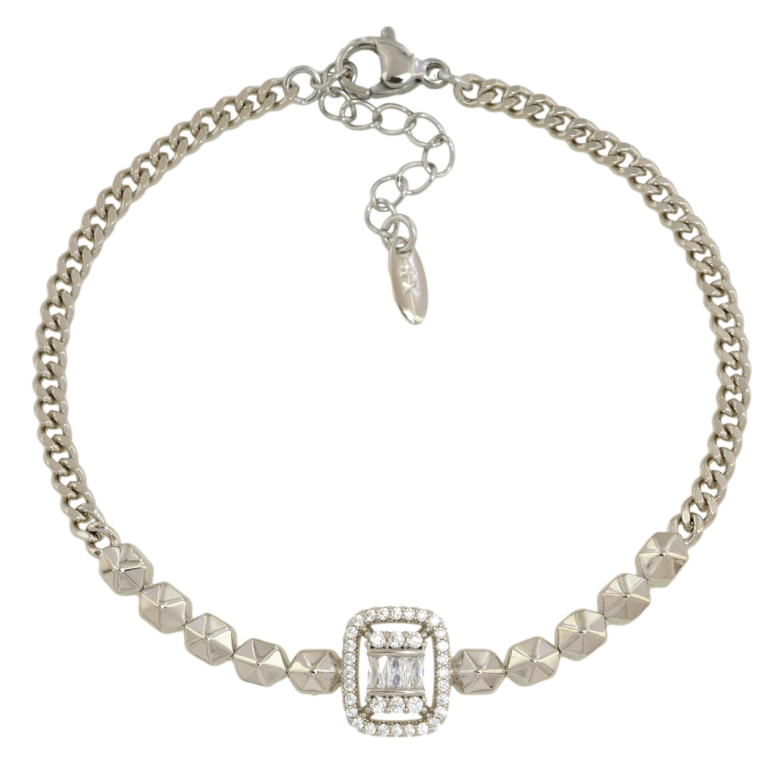 Браслет Xuping Родій Ланцюжок з декоративною вставкою розмір з дод. ланцюжком 17.5-21см х 3 мм фото №2