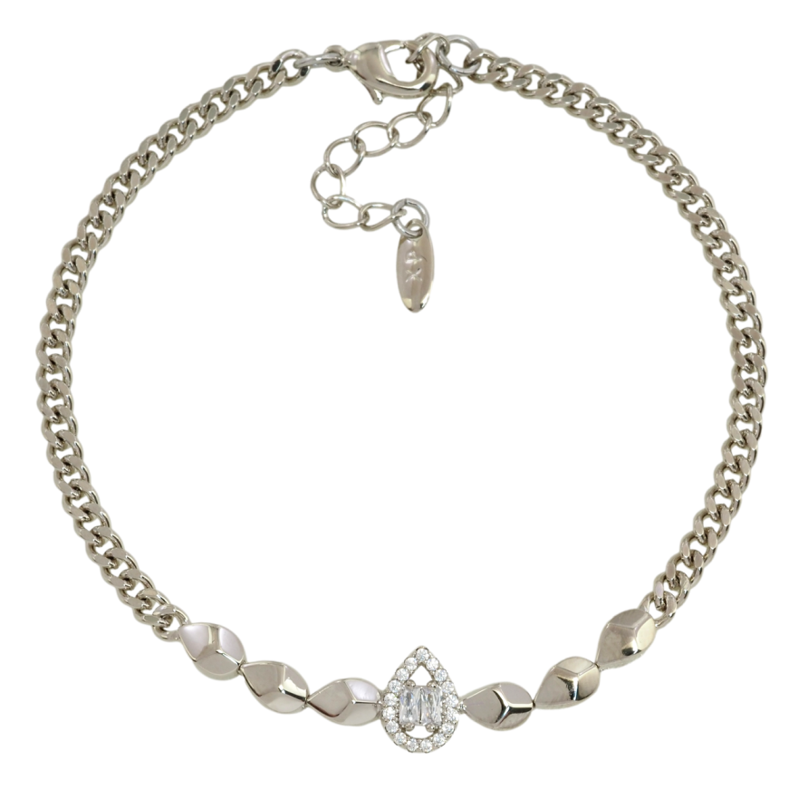 Браслет Xuping Родій Ланцюжок з декоративною вставкою розмір з дод. ланцюжком 17.5-21см х 3 мм фото №1