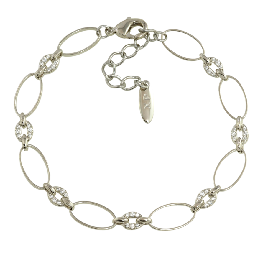 Браслет Xuping Родій Овальні ланки з цирконієм довжина з дод. ланцюжком 17.5-21см х 5-7мм фото №1