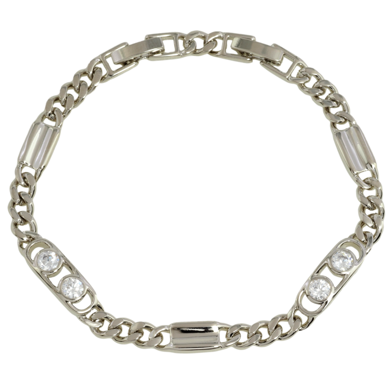 Браслет Xuping Родий Цепочка с декоративными вставками размер с доп. замком 17.5,19.5см х 5-6мм фото №7