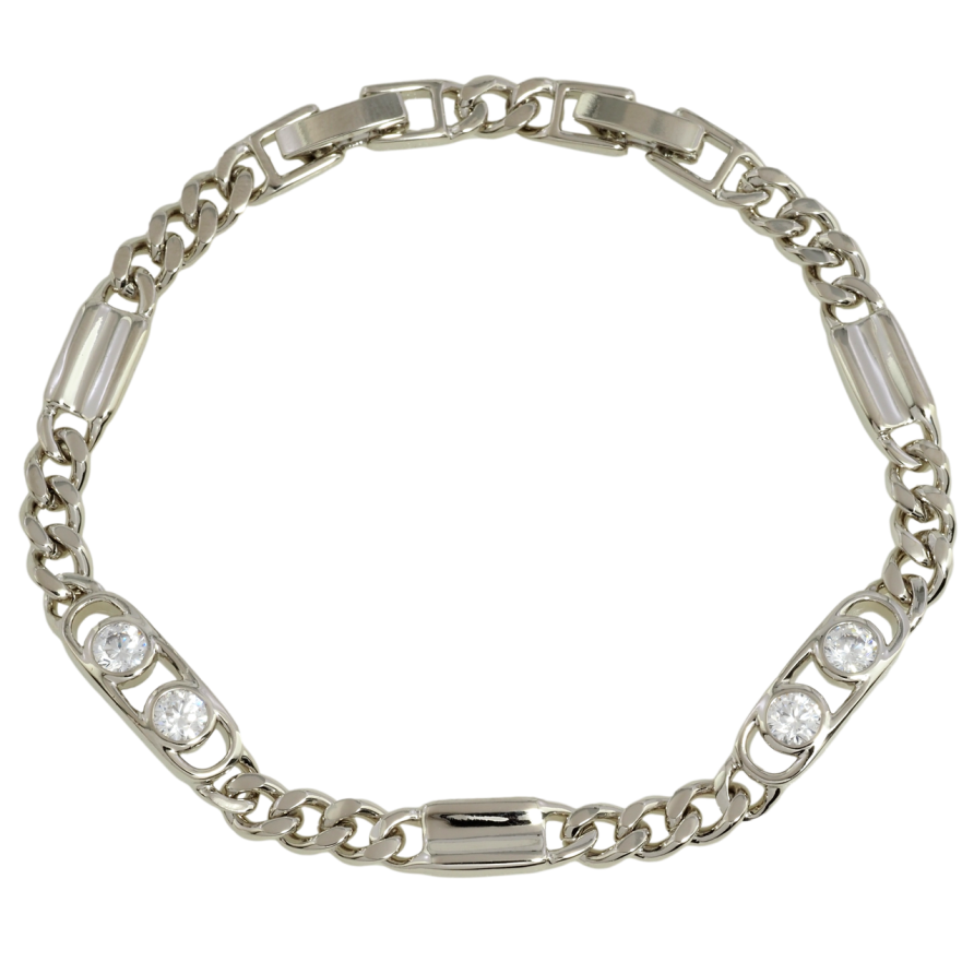 Браслет Xuping Родий Цепочка с декоративными вставками размер с доп. замком 17.5,19.5см х 5-6мм фото №1