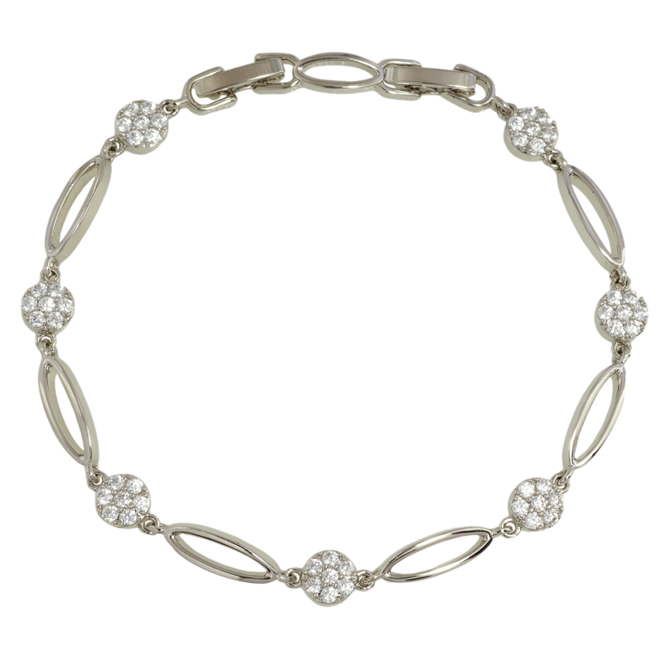 Браслет Xuping Родий Овальные звенья с колечками циркония размер с доп. замком 17,19.5см х 4-6мм фото №20