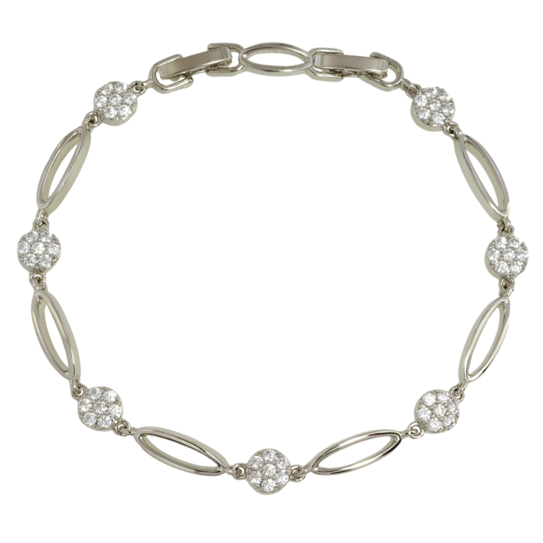 Браслет Xuping Родій Овальні ланки з колечками цирконію довжина з дод. замком 17,19.5см х 4-6мм фото №10