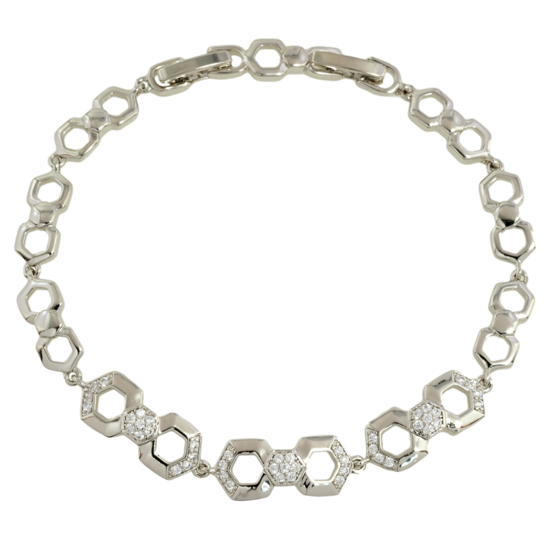 Браслет Xuping Родий Фигурные звенья с цирконием размер с доп. замком 17.5,19.5см х 6-8мм фото №1