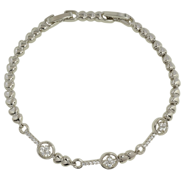 Браслет Xuping Родій Доріжка сердечок з декоративною вставкою довжина з дод. замком 17.5,19.5см х 4мм фото №21