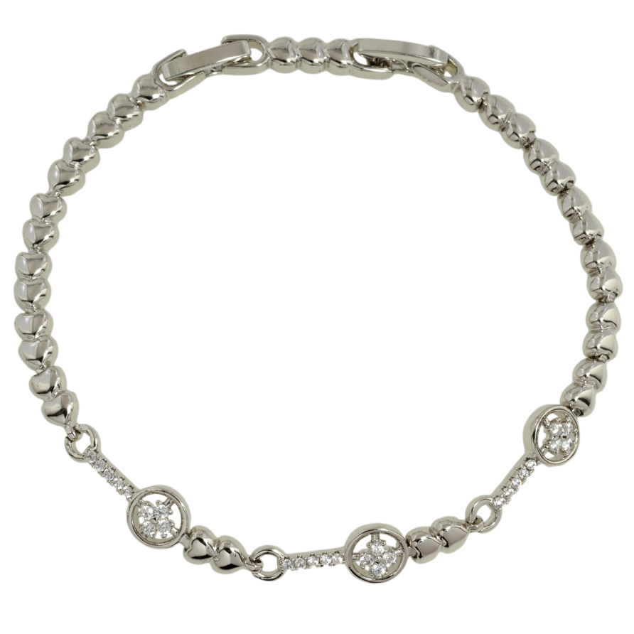 Браслет Xuping Родій Доріжка сердечок з декоративною вставкою довжина з дод. замком 17.5,19.5см х 4мм фото №1