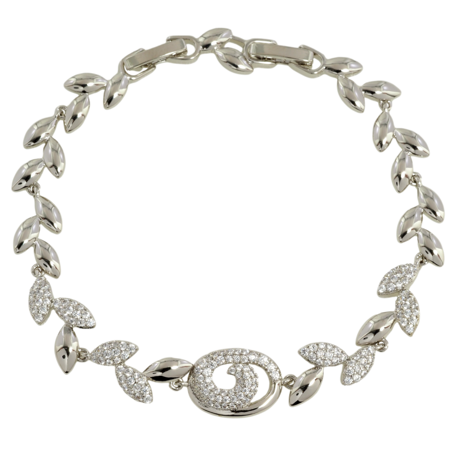 Браслет Xuping Родій Гілочка з інкрустацією цирконієм довжина з дод. замком 17,19см х 8мм фото №1