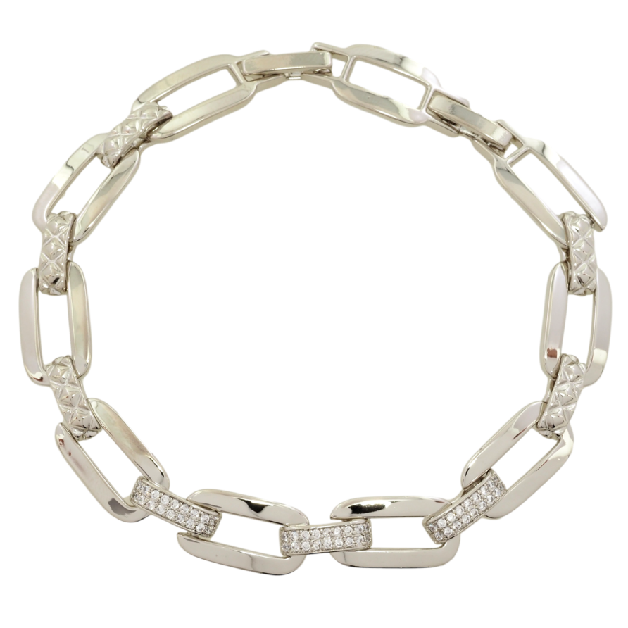 Браслет Xuping Родий Звенья с цирконием размер с доп. замком 16.5,18.5см х 8мм фото №1