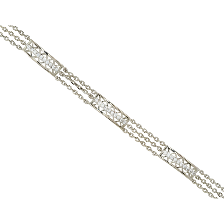 Браслет Xuping Родий Тройная цепочка с вставками размер с доп. замком 17,19.5см х 7мм фото №10