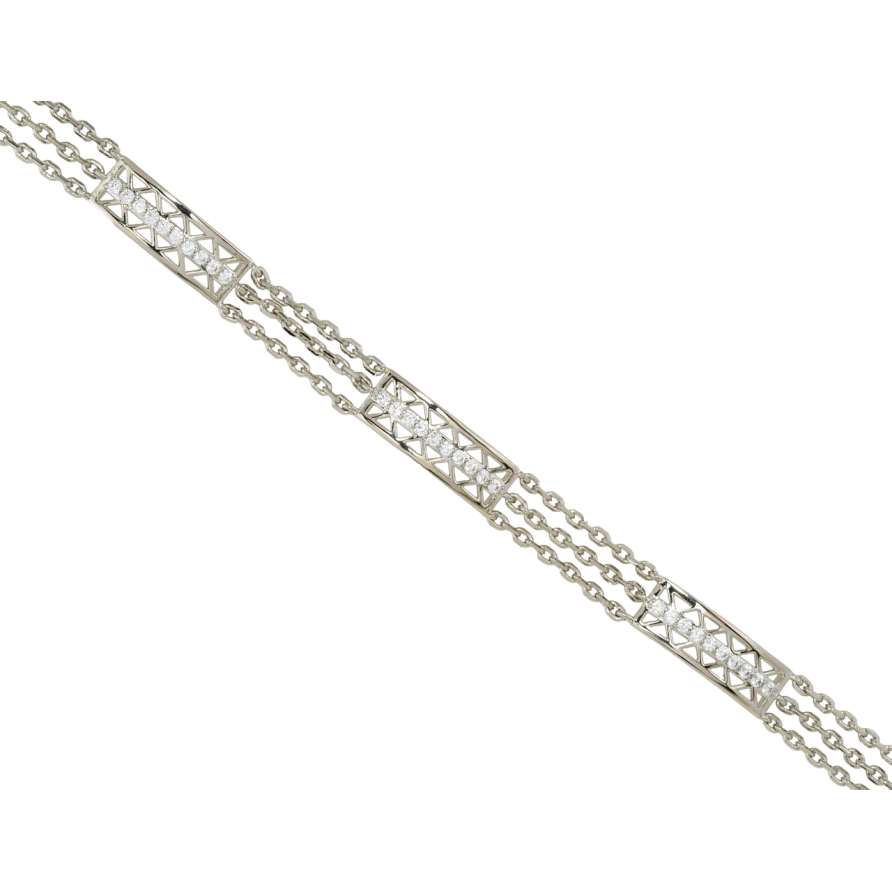 Браслет Xuping Родий Тройная цепочка с вставками размер с доп. замком 17,19.5см х 7мм фото №1