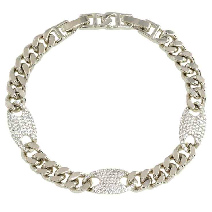 Браслет Xuping Родій Ланцюжок із вставками інкрустація цирконієм довжина з дод. замком 17.5,19.5см х 7мм фото №14