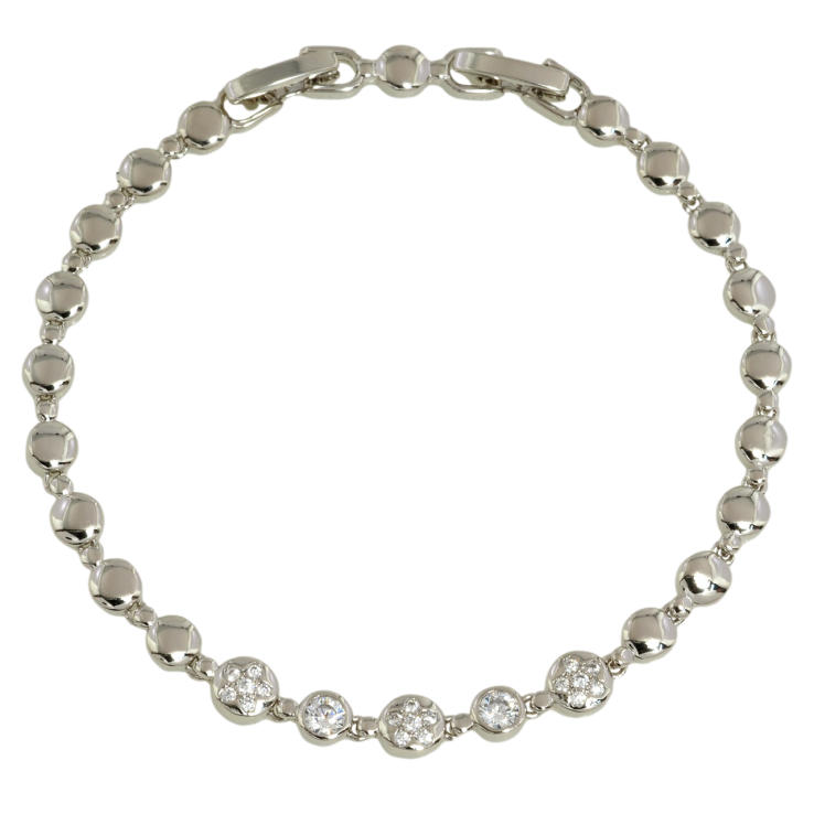 Браслет Xuping Родій Круглі ланки з візерунком цирконієм довжина з дод. замком 17,19см х 4мм фото №8