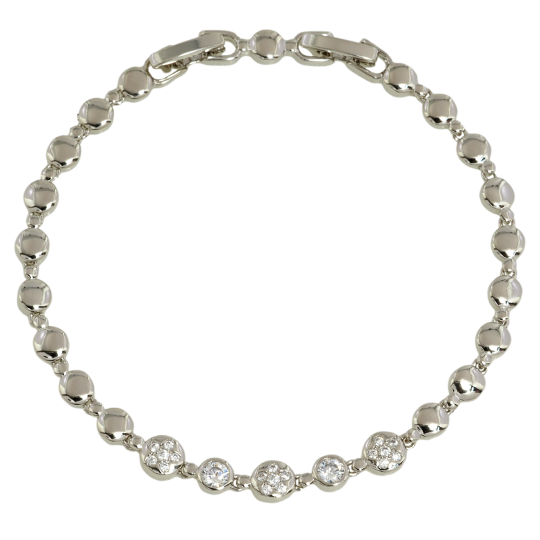 Браслет Xuping Родій Круглі ланки з візерунком цирконієм довжина з дод. замком 17,19см х 4мм фото №1