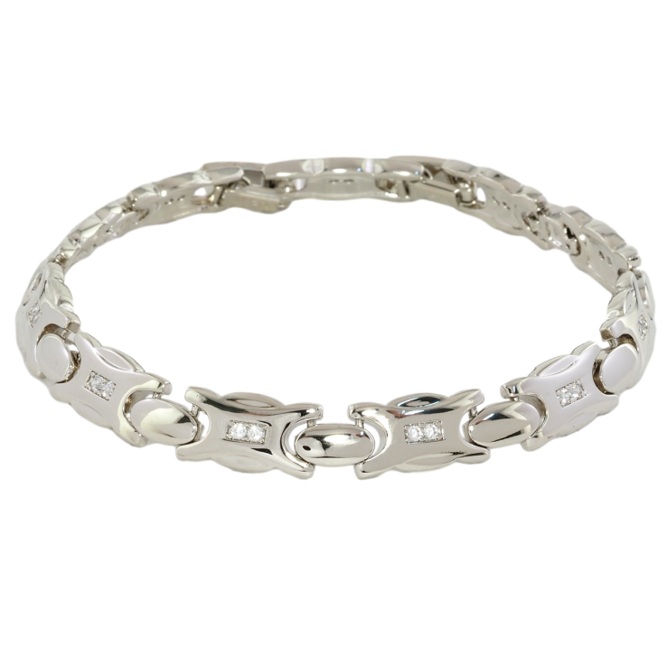 Браслет Xuping Родий Фигурные звенья с цирконием размер с доп. замком 17,19.5см х 4-7мм фото №4