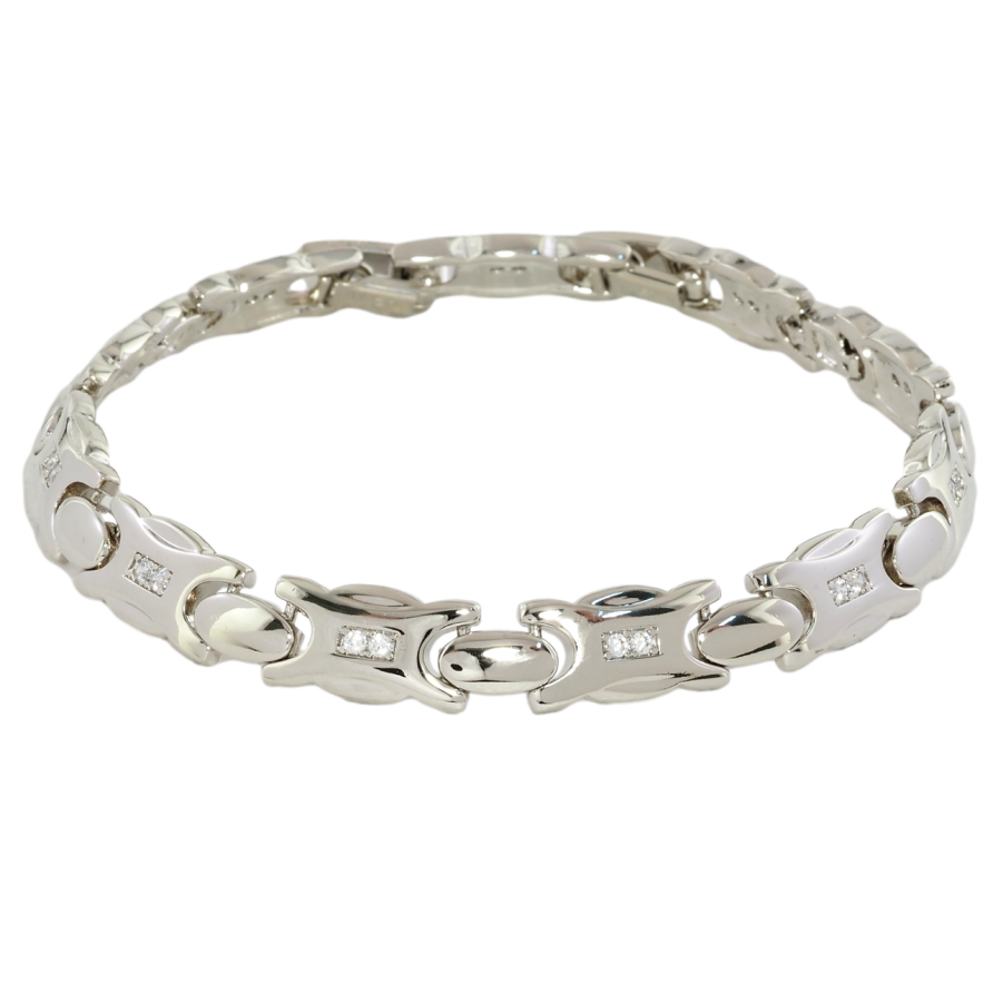 Браслет Xuping Родий Фигурные звенья с цирконием размер с доп. замком 17,19.5см х 4-7мм фото №1