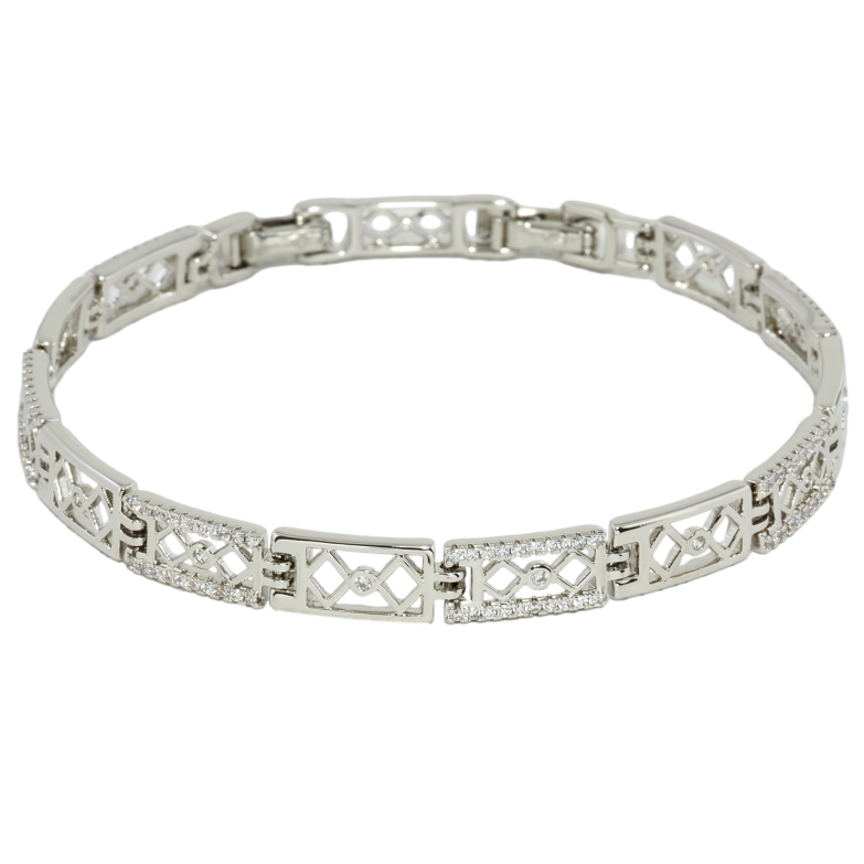 Браслет Xuping Родій Різьблений візерунок з цирконієм довжина з дод. замком 17,19см х 6мм фото №9