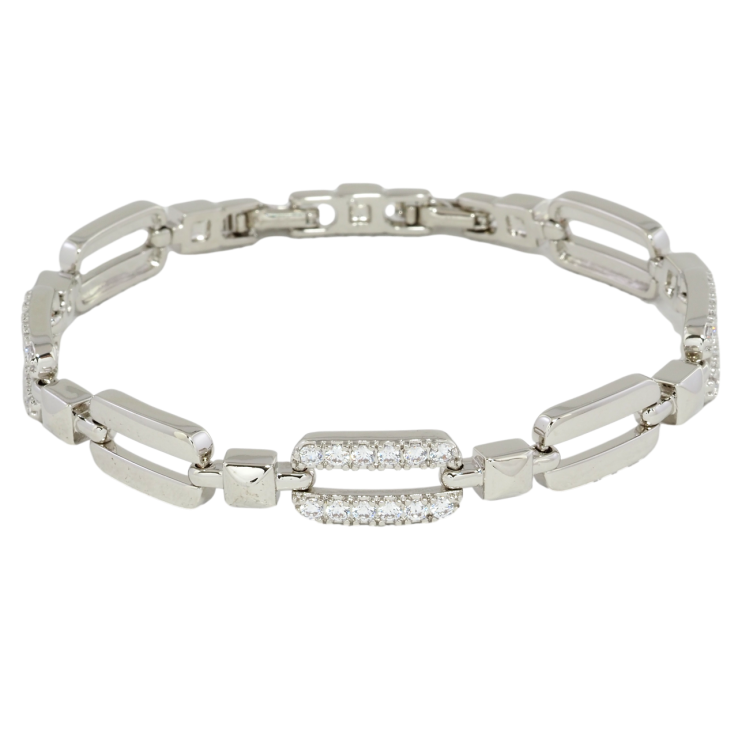 Браслет Xuping Родий Звенья с цирконием размер с доп. замком 17,19см х 4-8мм фото №22