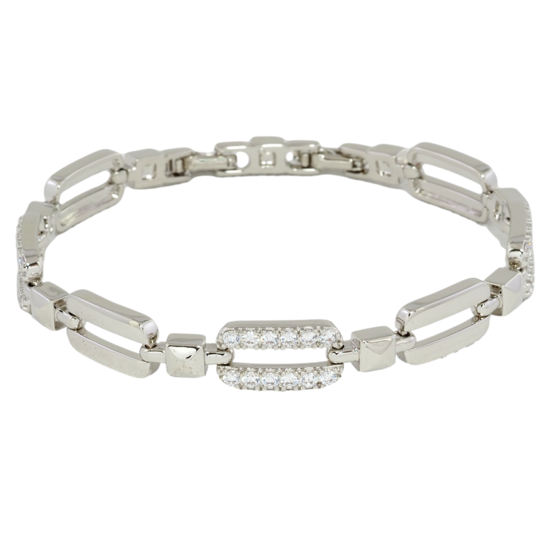 Браслет Xuping Родий Звенья с цирконием размер с доп. замком 17,19см х 4-8мм фото №1