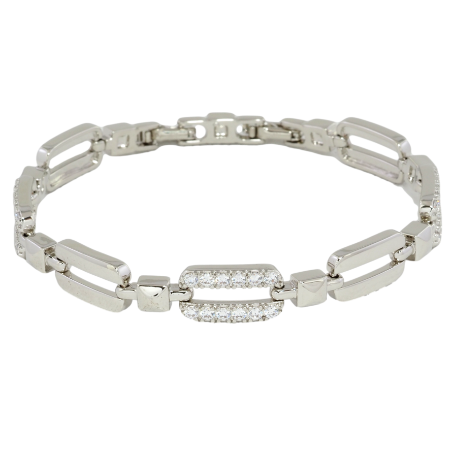 Браслет Xuping Родий Звенья с цирконием размер с доп. замком 17,19см х 4-8мм фото №1